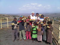 Kyesha with Ethiopian children